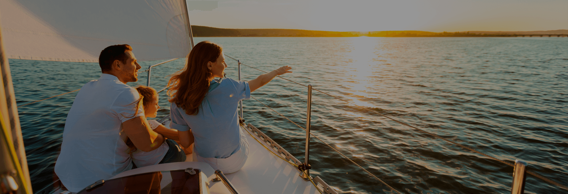 Family sailing on boat