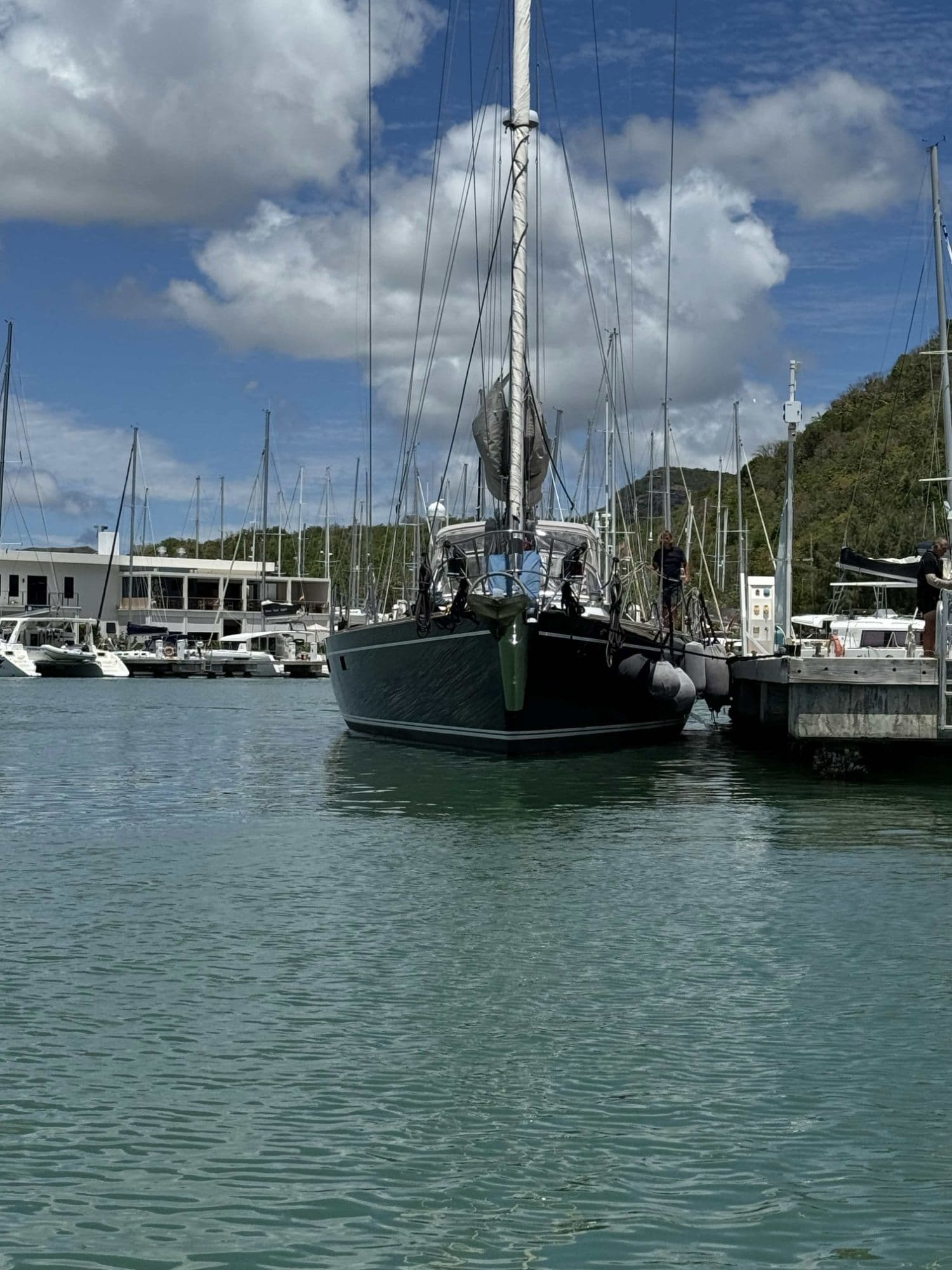 Cap II bow at the marina dock